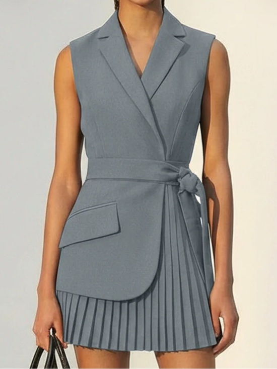 Commense Dresses & Skirts - Sleeveless Wrap Pleated Mini Dress